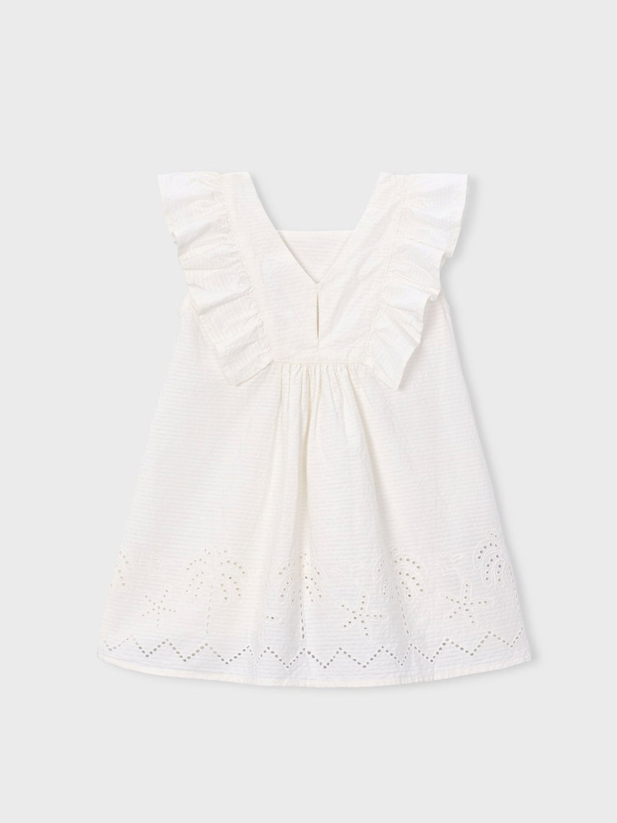 Vestido de algodão perfurado Crú (Creme / Pérola)  para Menina - Mayoral