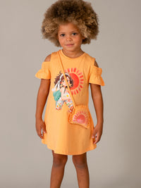 Vestido recortado c/ bolsa Cabaça (Laranja)  para Menina - Mayoral
