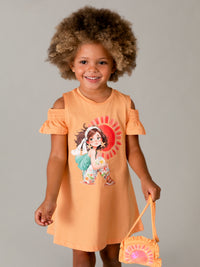 Vestido recortado c/ bolsa Cabaça (Laranja)  para Menina - Mayoral