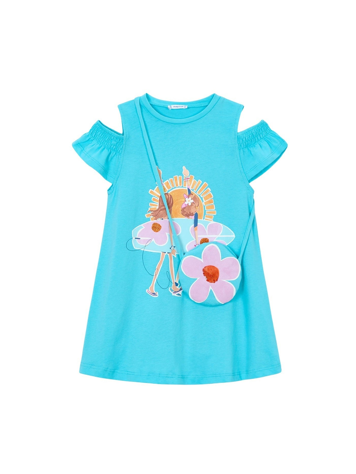 Vestido recortado c/ bolsa Turque.cla (Turquesa)  para Menina - Mayoral