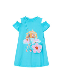 Vestido recortado c/ bolsa Turque.cla (Turquesa)  para Menina - Mayoral