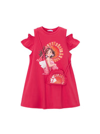 Vestido recortado c/ bolsa Papoila (Fúcsia)  para Menina - Mayoral