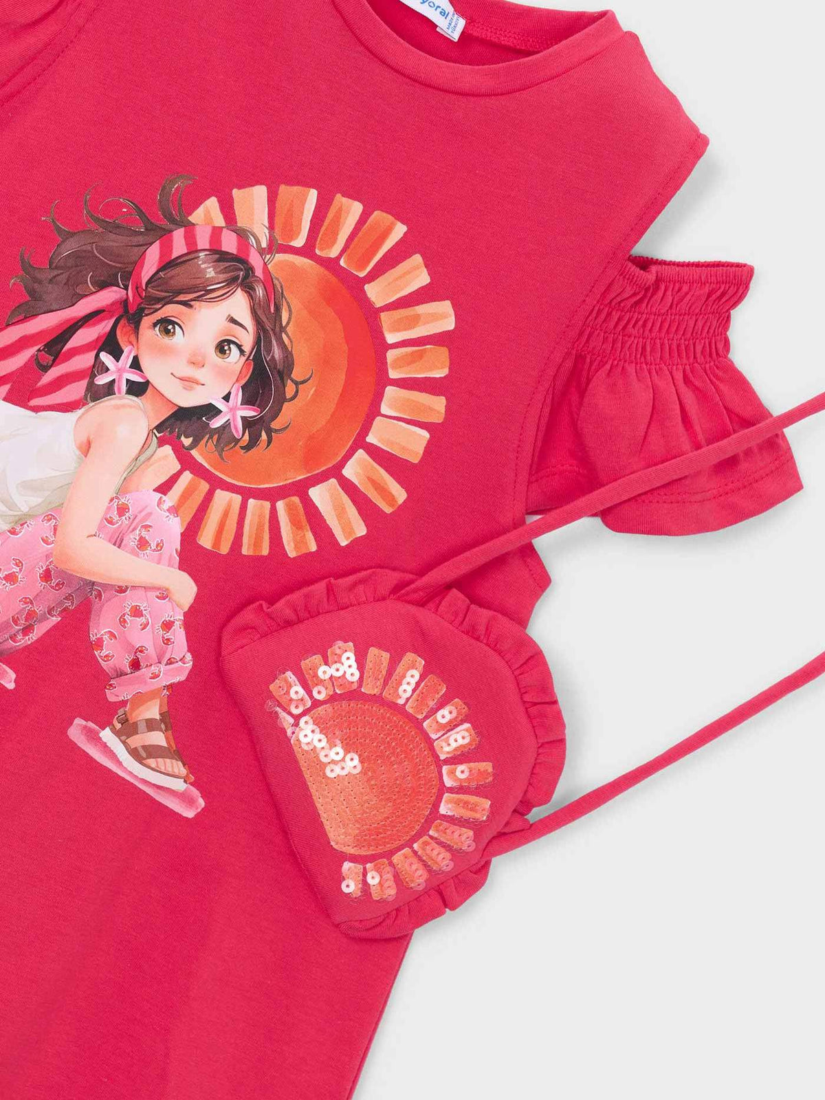 Vestido recortado c/ bolsa Papoila (Fúcsia)  para Menina - Mayoral