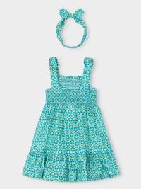 Vestido estamp c/ faixa cabel Oceano (Azul)  para Menina - Mayoral