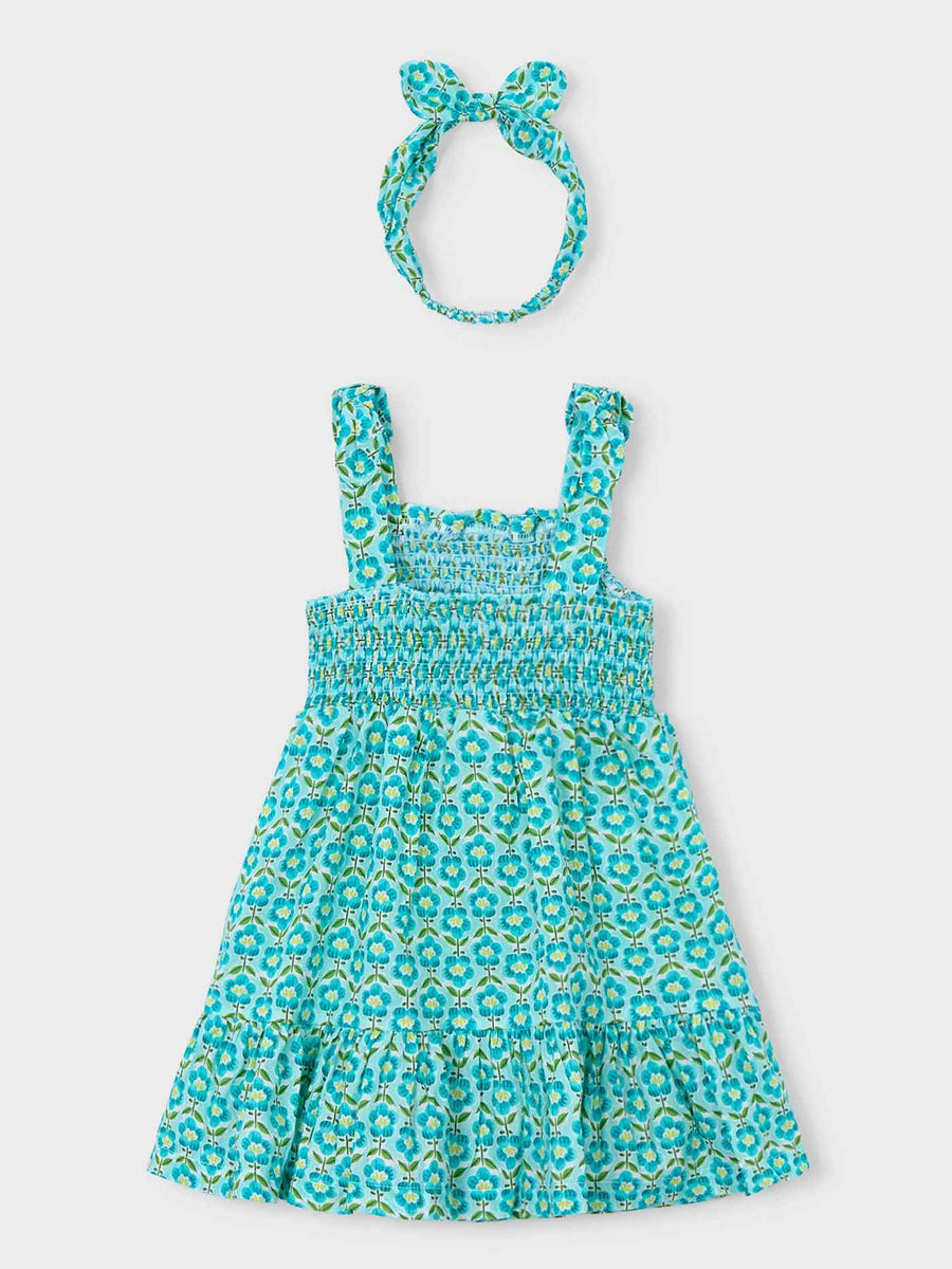 Vestido estamp c/ faixa cabel Oceano (Azul)  para Menina - Mayoral