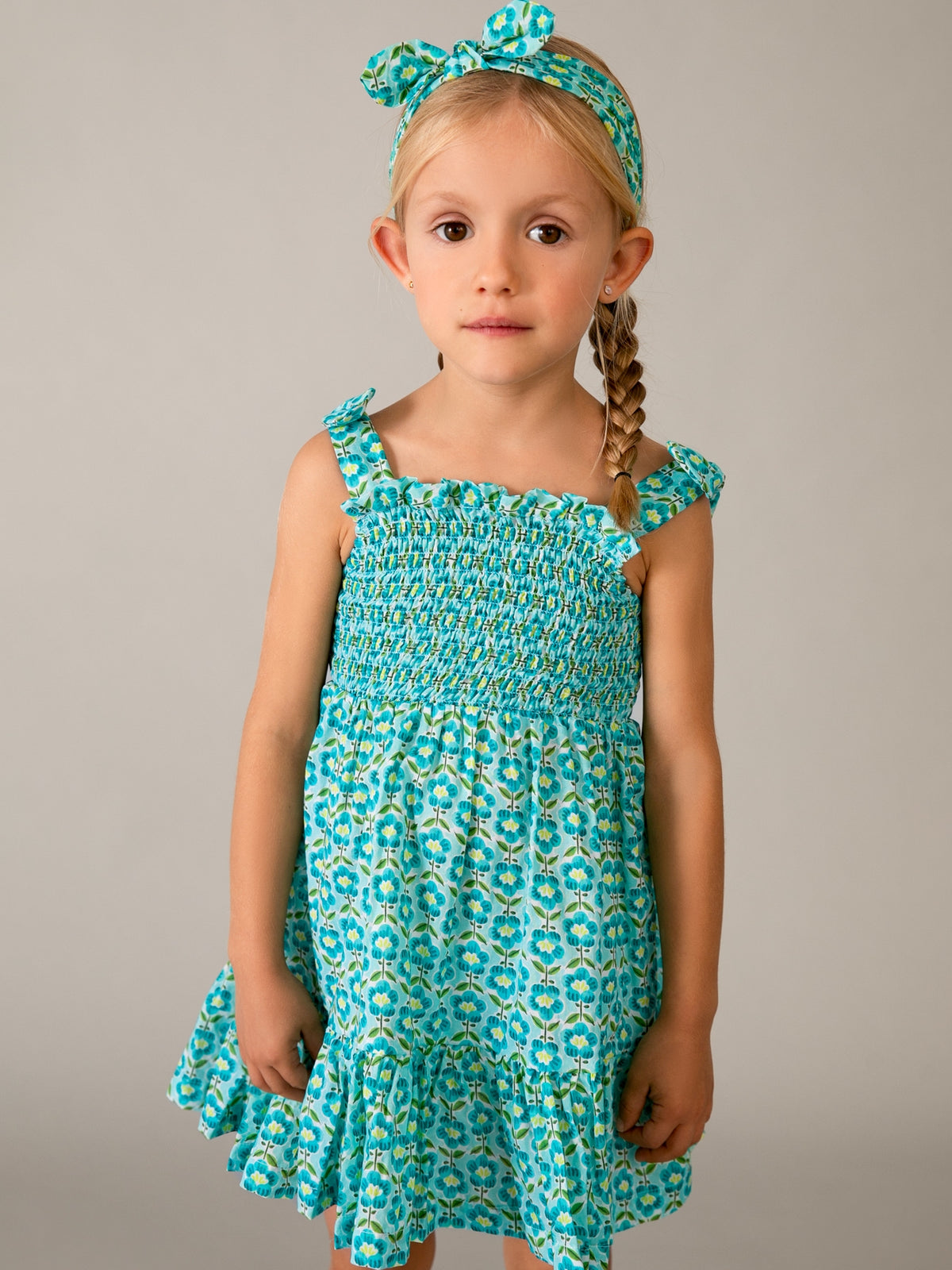 Vestido estamp c/ faixa cabel Oceano (Azul)  para Menina - Mayoral