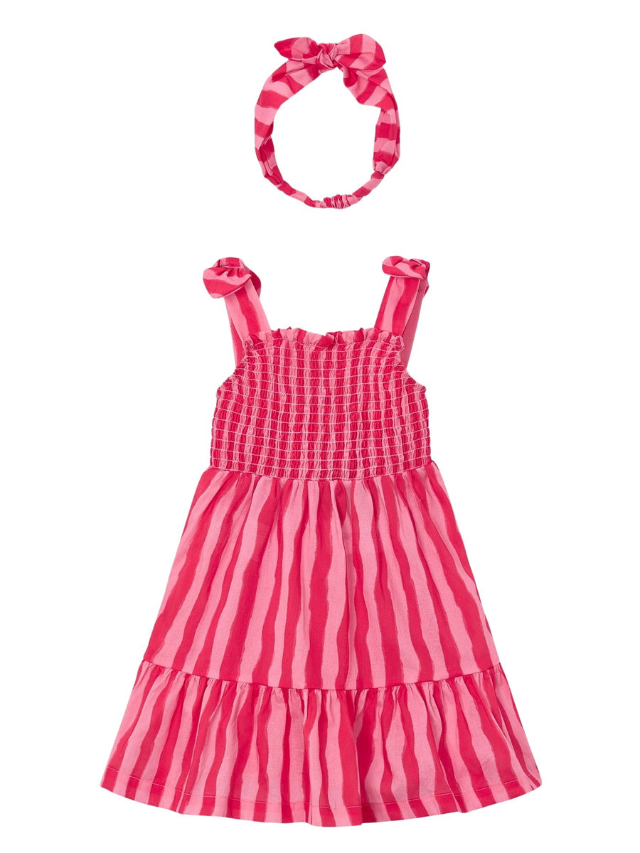 Vestido estamp c/ faixa cabel Papoila (Fúcsia)  para Menina - Mayoral