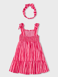 Vestido estamp c/ faixa cabel Papoila (Fúcsia)  para Menina - Mayoral