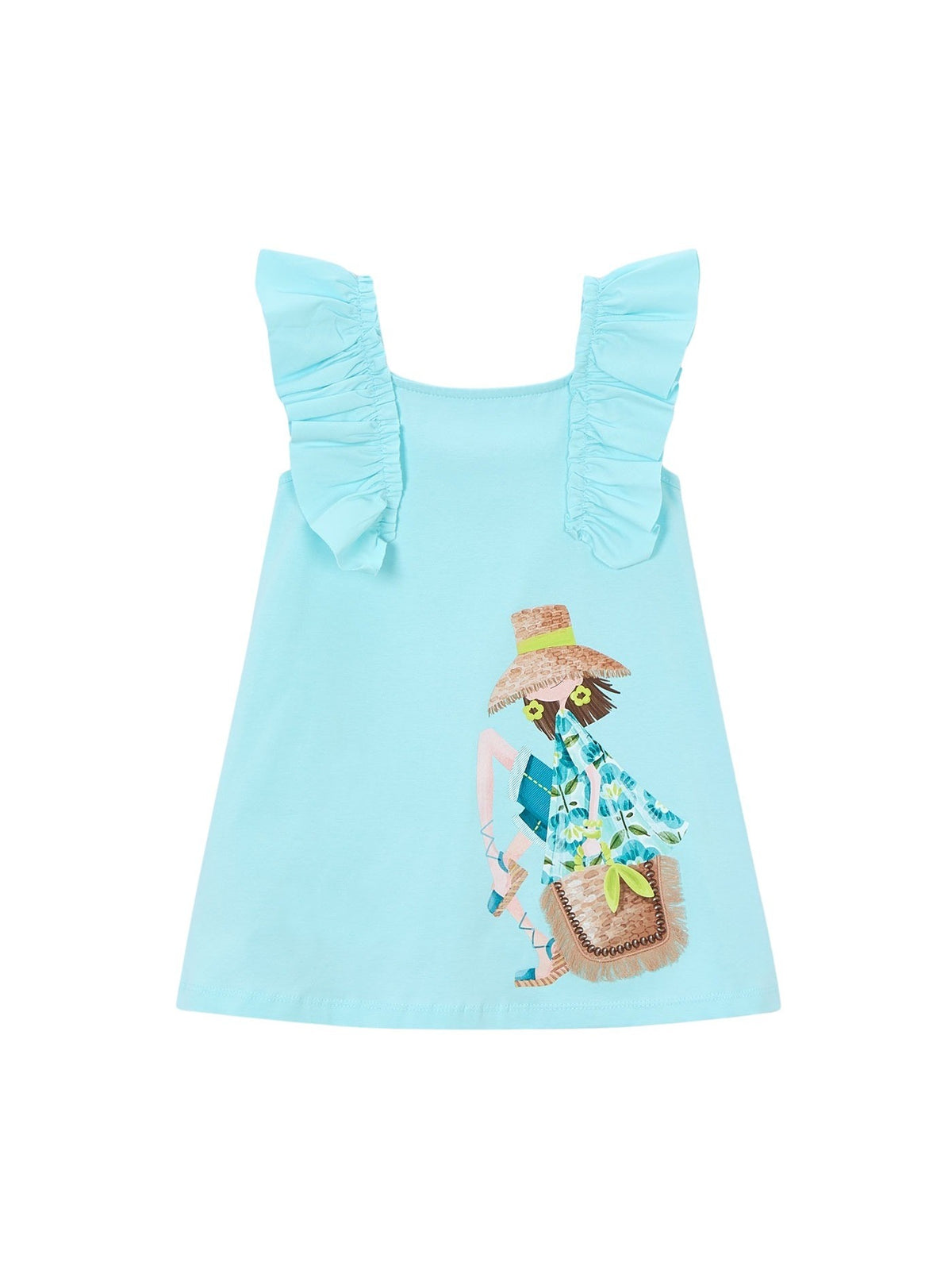 Vestido folhos Oceano (Azul)  para Menina - Mayoral