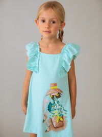 Vestido folhos Oceano (Azul)  para Menina - Mayoral
