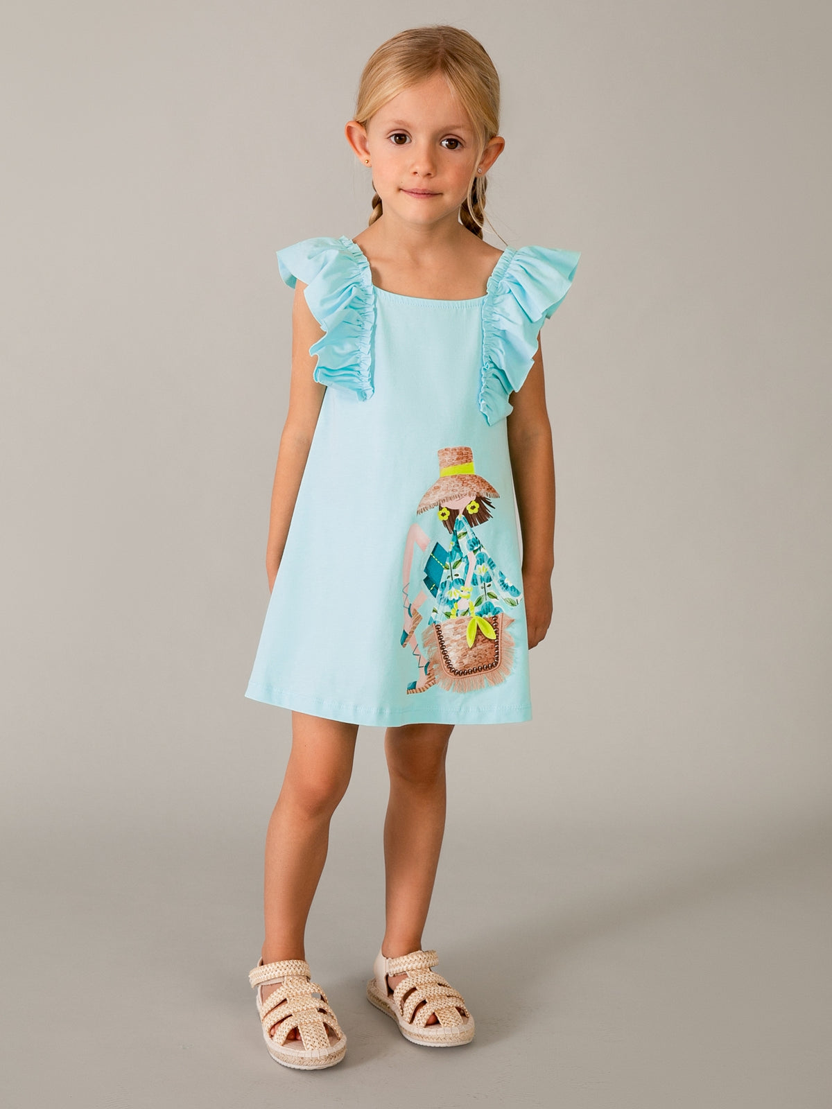 Vestido folhos Oceano (Azul)  para Menina - Mayoral