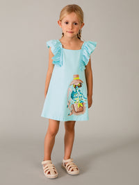 Vestido folhos Oceano (Azul)  para Menina - Mayoral