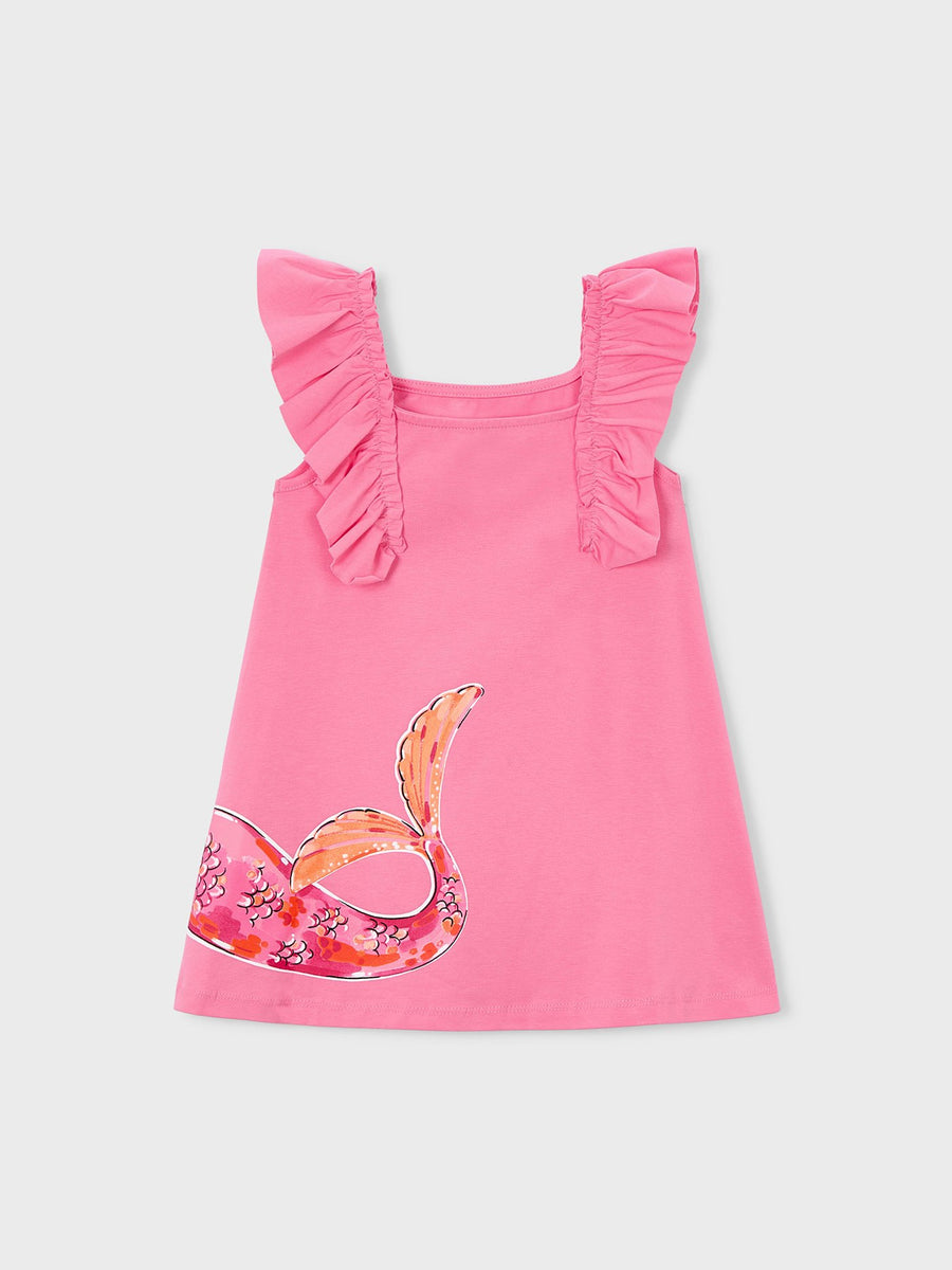 Vestido folhos Gerânio (Rosa)  para Menina - Mayoral