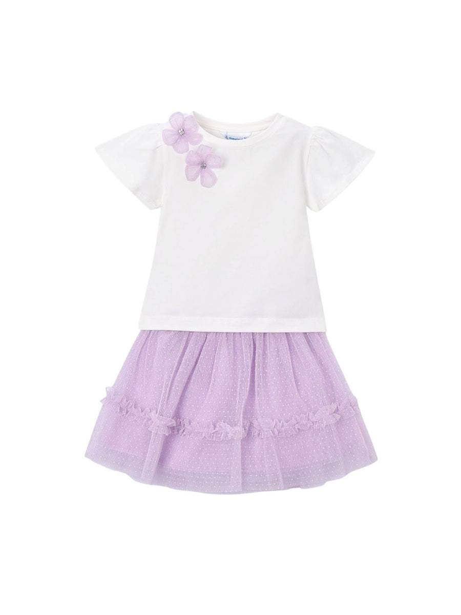 Conj.saia tule Rosa malva (Lilás)  para Menina - Mayoral