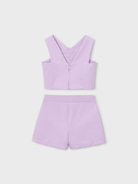 Conj. Top/bermuda flores Rosa malva (Rosa)  para Menina - Mayoral