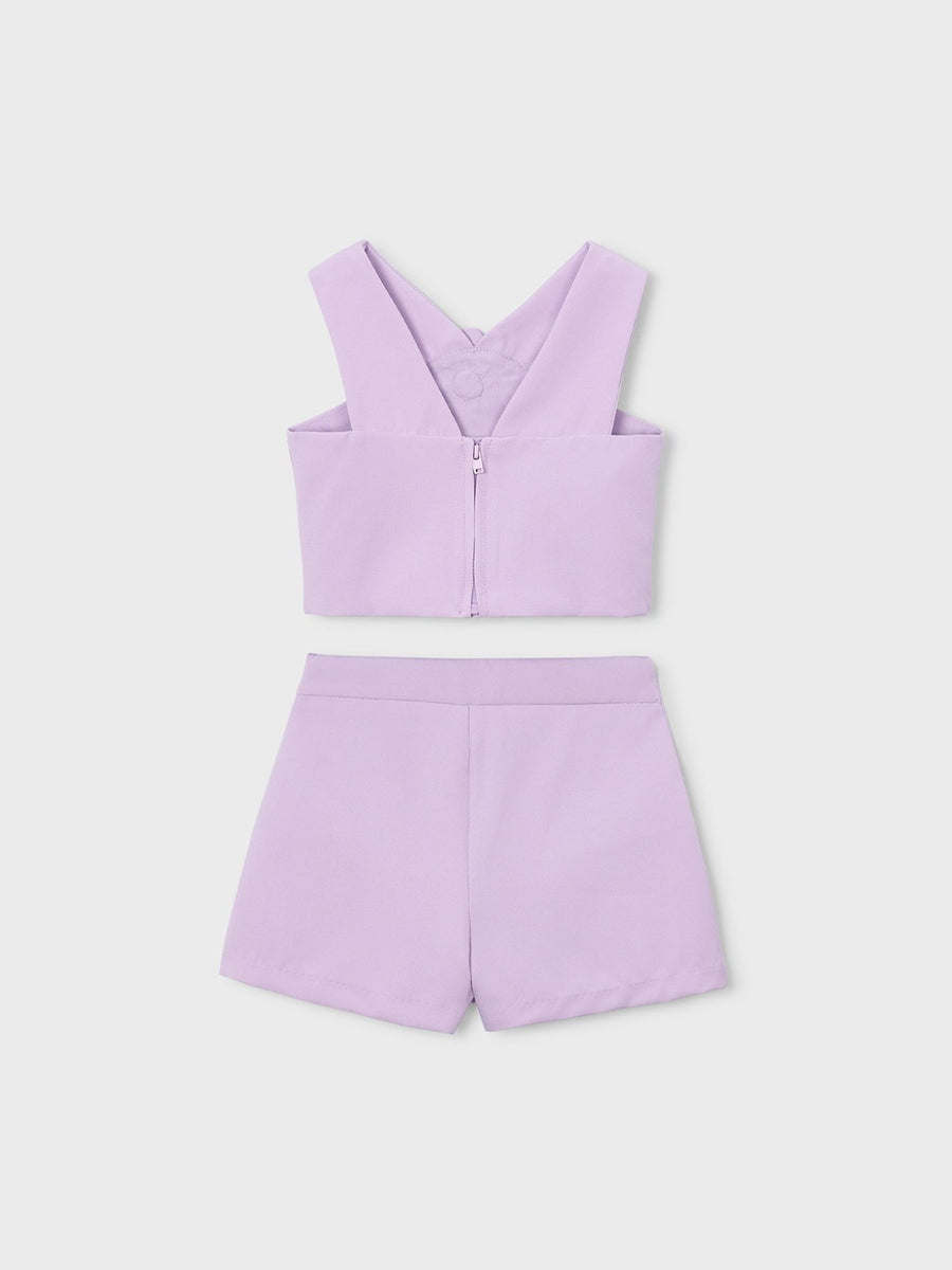 Conj. Top/bermuda flores Rosa malva (Rosa)  para Menina - Mayoral