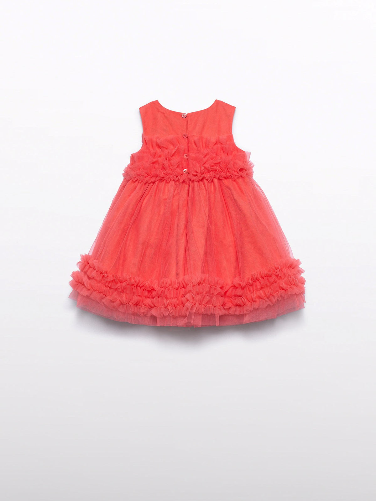 Vestido tule folhos Papoila (Fúcsia)  para Bebé Menina - Abel & Lula