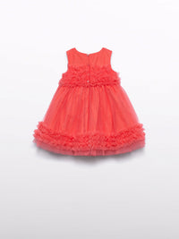 Vestido tule folhos Papoila (Fúcsia)  para Bebé Menina - Abel & Lula
