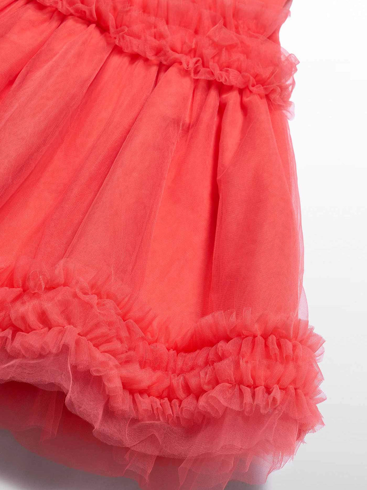 Vestido tule folhos Papoila (Fúcsia)  para Bebé Menina - Abel & Lula