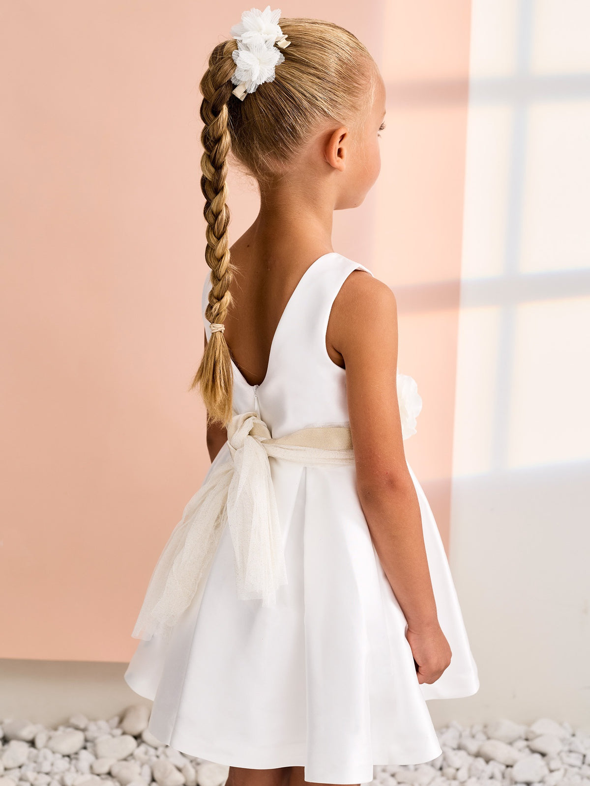 Vestido mikado Nata (Creme / Pérola)  para Menina - Abel & Lula