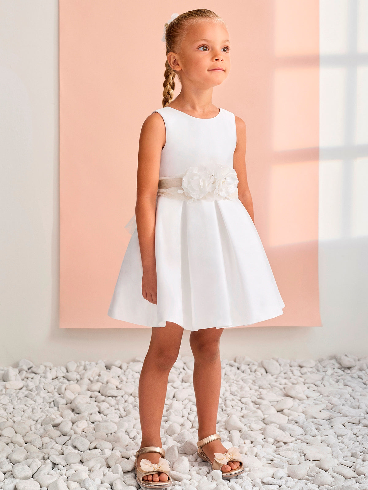 Vestido mikado Nata (Creme / Pérola)  para Menina - Abel & Lula