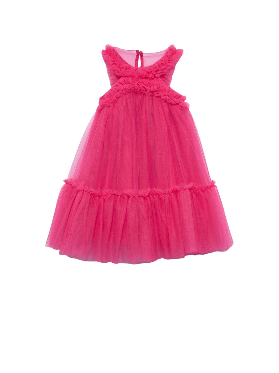 Vestido tule folhos Fúcsia (Fúcsia)  para Menina - Abel & Lula