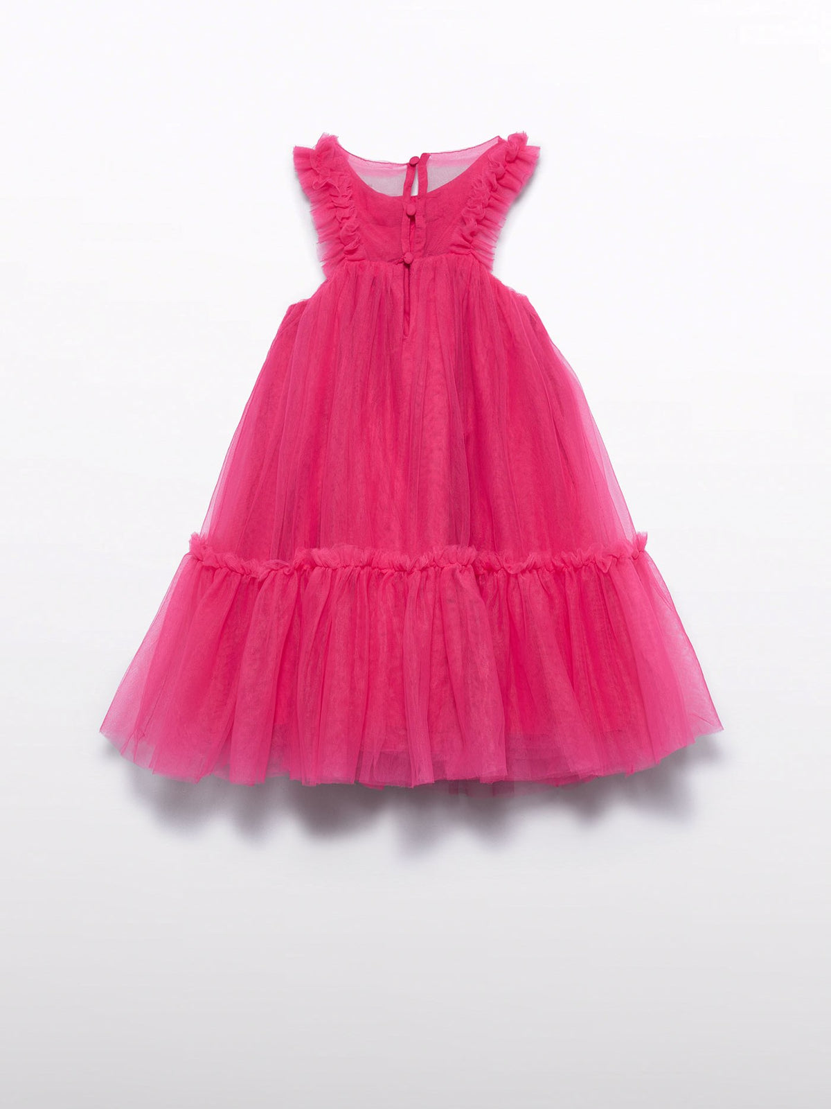 Vestido tule folhos Fúcsia (Fúcsia)  para Menina - Abel & Lula