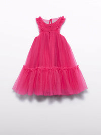 Vestido tule folhos Fúcsia (Fúcsia)  para Menina - Abel & Lula