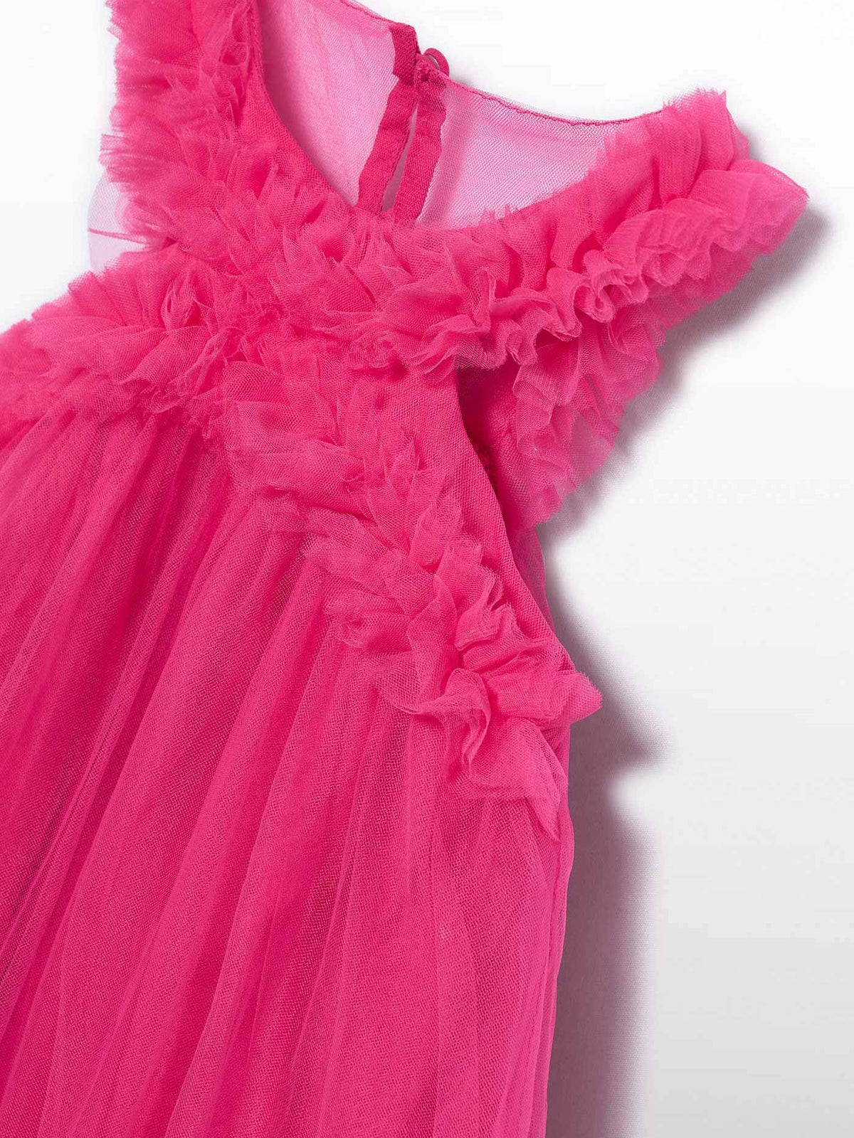 Vestido tule folhos Fúcsia (Fúcsia)  para Menina - Abel & Lula
