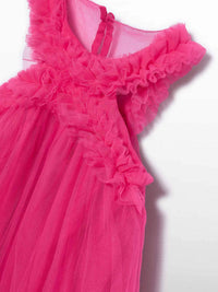 Vestido tule folhos Fúcsia (Fúcsia)  para Menina - Abel & Lula