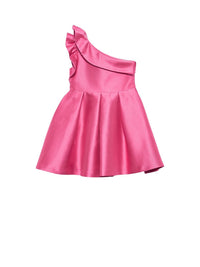Vestido mikado assimetrico Chicle (Rosa)  para Menina - Abel & Lula