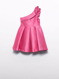 Vestido mikado assimetrico Chicle (Rosa)  para Menina - Abel & Lula
