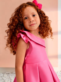 Vestido mikado assimetrico Chicle (Rosa)  para Menina - Abel & Lula