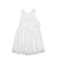 Vestido tule bordado laçada Nata (Creme / Pérola)  para Menina - Abel & Lula