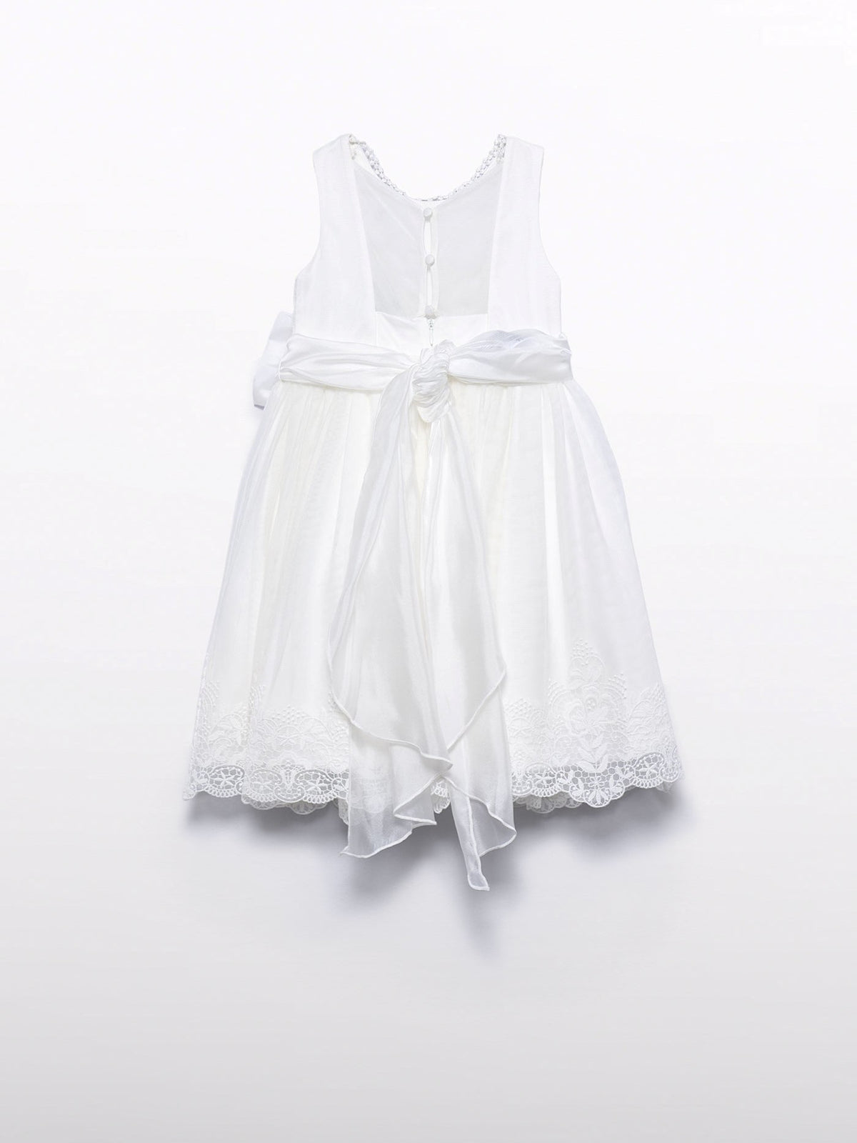 Vestido tule bordado laçada Nata (Creme / Pérola)  para Menina - Abel & Lula