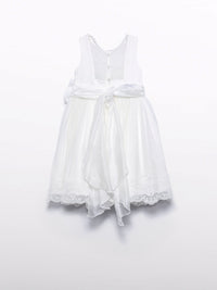 Vestido tule bordado laçada Nata (Creme / Pérola)  para Menina - Abel & Lula
