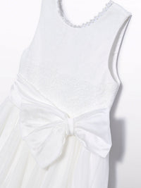 Vestido tule bordado laçada Nata (Creme / Pérola)  para Menina - Abel & Lula