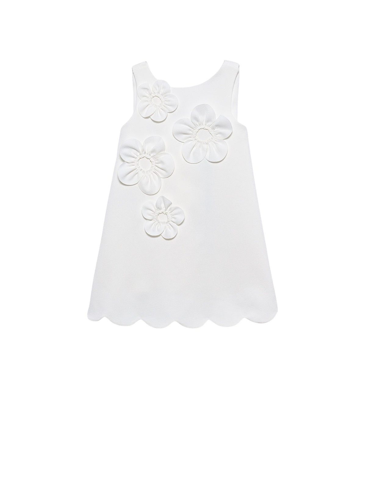 Vestido crepe flores 3d Nata (Creme / Pérola)  para Menina - Abel & Lula