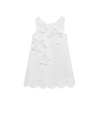 Vestido crepe flores 3d Nata (Creme / Pérola)  para Menina - Abel & Lula