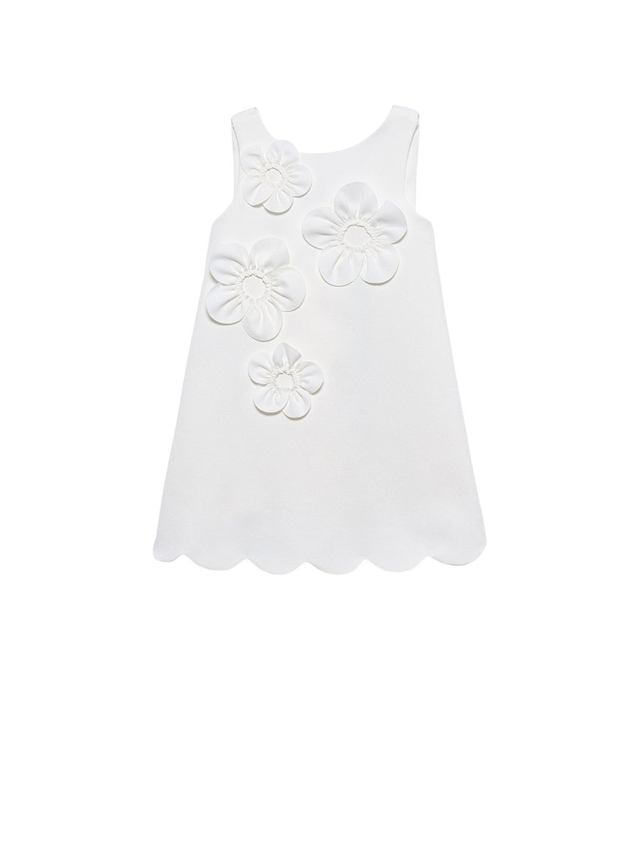 Vestido crepe flores 3d Nata (Creme / Pérola)  para Menina - Abel & Lula