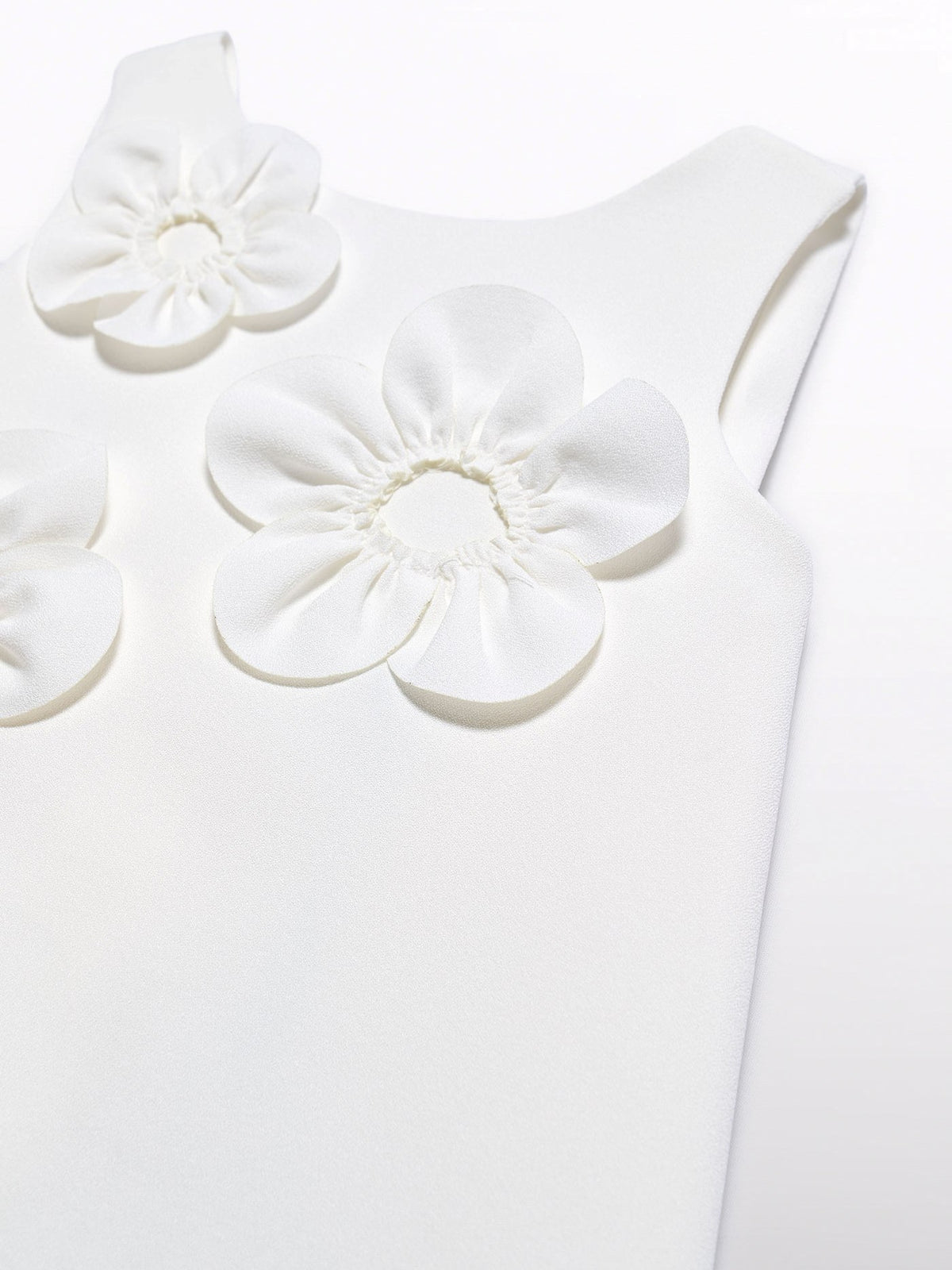 Vestido crepe flores 3d Nata (Creme / Pérola)  para Menina - Abel & Lula