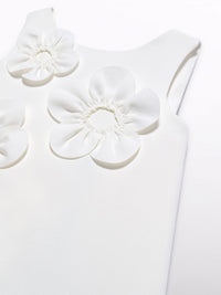 Vestido crepe flores 3d Nata (Creme / Pérola)  para Menina - Abel & Lula