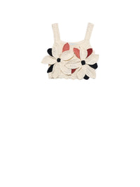 Top crochet flores Creme (Creme / Pérola)  para Menina - Abel & Lula