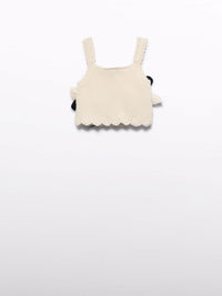 Top crochet flores Creme (Creme / Pérola)  para Menina - Abel & Lula