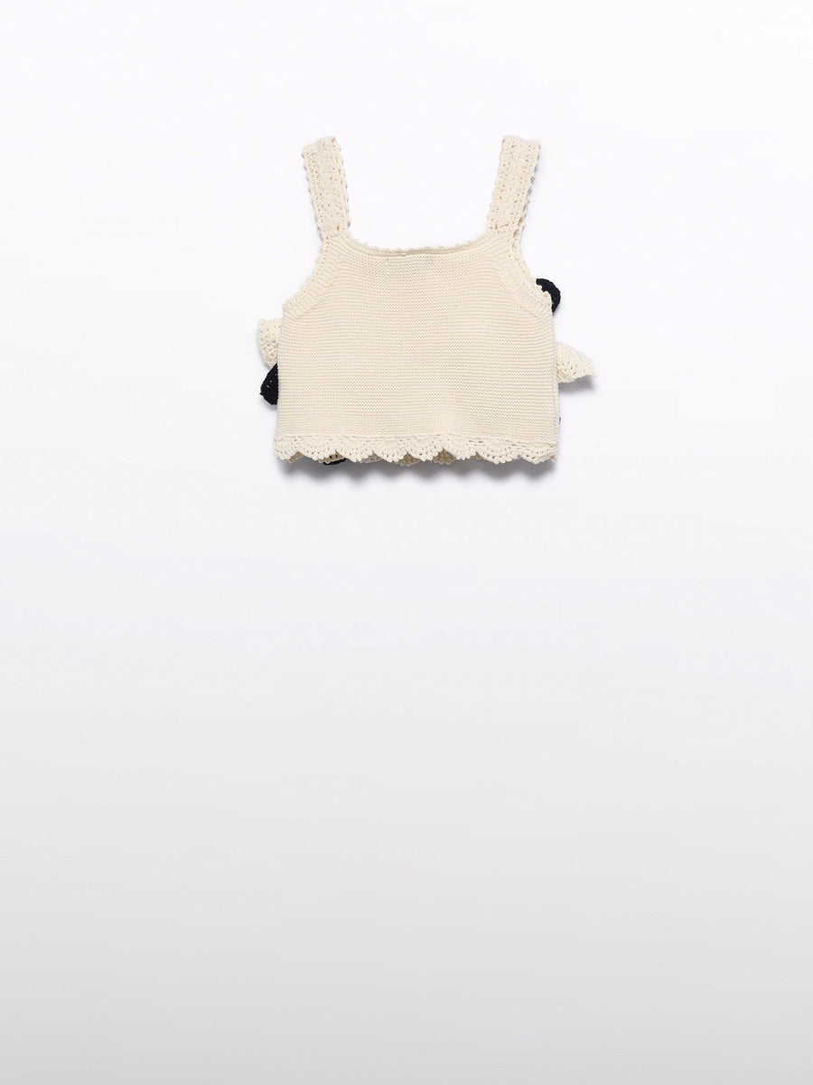 Top crochet flores Creme (Creme / Pérola)  para Menina - Abel & Lula