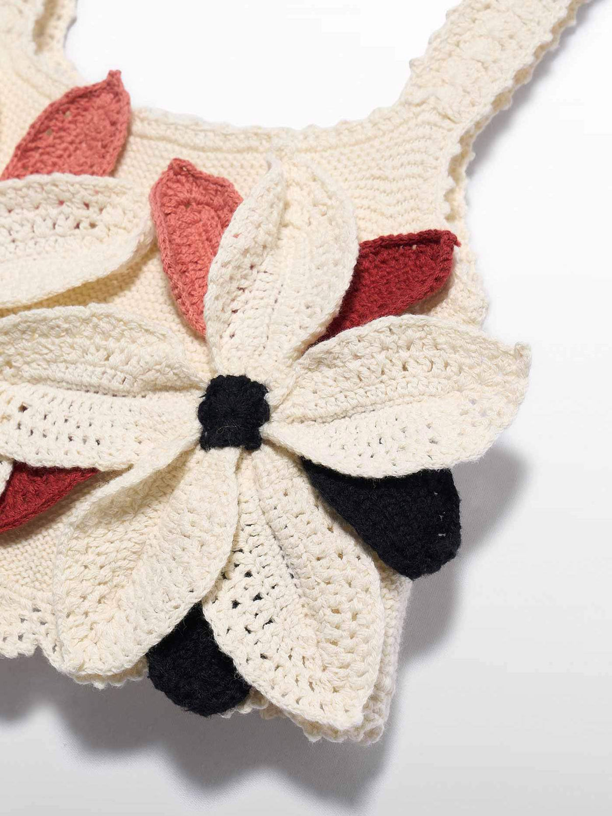 Top crochet flores Creme (Creme / Pérola)  para Menina - Abel & Lula