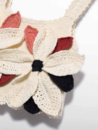 Top crochet flores Creme (Creme / Pérola)  para Menina - Abel & Lula