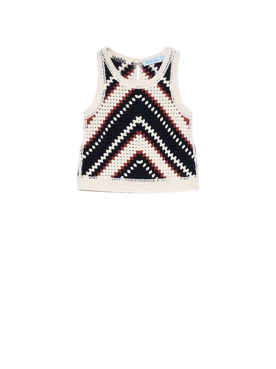 Top crochê Creme-pret (Preto)  para Menina - Abel & Lula
