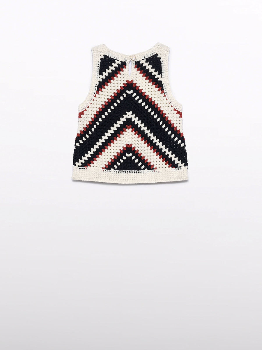 Top crochê Creme-pret (Preto)  para Menina - Abel & Lula