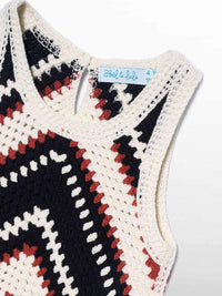 Top crochê Creme-pret (Preto)  para Menina - Abel & Lula